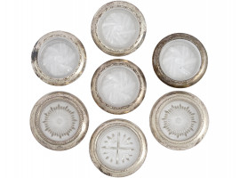 STERLING SILVER CRYSTAL COASTERS BY ROGERS AMSTON