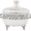 JUDAICA GILT STERLING SILVER AND GLASS JAM POT PIC-1