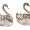 GERMAN STERLING SILVER CRYSTAL SWAN SALT CELLARS PIC-0