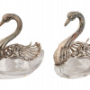 GERMAN STERLING SILVER CRYSTAL SWAN SALT CELLARS PIC-1