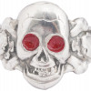 WWII NAZI GERMAN SS TOTENKOPF ENAMEL SILVER RING PIC-0