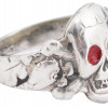 WWII NAZI GERMAN SS TOTENKOPF ENAMEL SILVER RING PIC-1