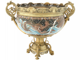 JAPANESE GILT BRONZE CLOISONNE ENAMEL CENTERPIECE