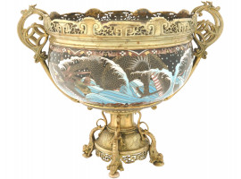 JAPANESE GILT BRONZE CLOISONNE ENAMEL CENTERPIECE