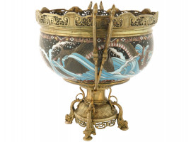 JAPANESE GILT BRONZE CLOISONNE ENAMEL CENTERPIECE