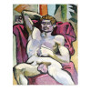 1930S GERMAN PORTRAIT OF NUDE MAN OIL PAINTING PIC-0