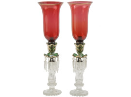 ANTIQUE BACCARAT RUBY GLASS CANDLE LUSTRES