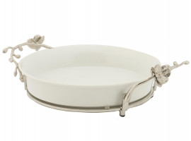 ORCHID ROUND CASSEROLE SERVE BOWL BY MICHAEL ARAM