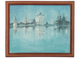 RUSSIAN CHURCH WATERCOLOR SIGNED BY THE ARTIST