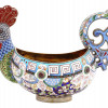 RUSSIAN SILVER ENAMEL KOVSH IN FORM OF COCKEREL PIC-1