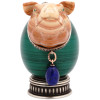 RUSSIAN SILVER MALACHITE EGG WITH JASPER PIG HEAD PIC-1