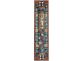 RUSSIAN SILVER ENAMEL JUDAICA MEZUZAH CASE