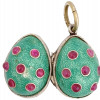 RUSSIAN 84 SILVER RUBY STONES EGG LOCKET PENDANT PIC-2