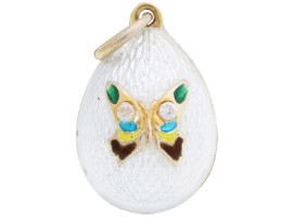 RUSSIAN 88 GILT SILVER ENAMEL EASTER EGG PENDANT