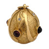 RUSSIAN 84 GILT SILVER AND RUBY STONE EGG PENDANT PIC-0