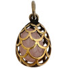 RUSSIAN 84 GILT SILVER ROSE QUARTZ EGG PENDANT PIC-0