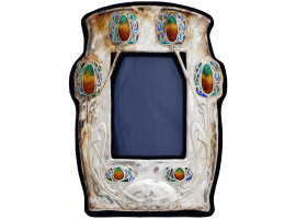 ART NOUVEAU ENGLISH STERLING SILVER ENAMEL FRAME