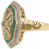 VINTAGE 18K GOLD EMERALD DIAMOND STATEMENT RING PIC-1