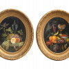 FRAMED OVAL STILL LIFE OIL ON CANVAS PAINTINGS PIC-0