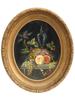 FRAMED OVAL STILL LIFE OIL ON CANVAS PAINTINGS PIC-2