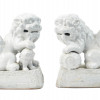 VINTAGE CERAMIC FOO DOG SCULPTURES ON BASES PIC-1