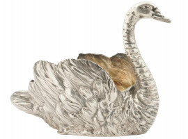 GERMAN DEPOSE FIGURAL 800 SILVER SWAN SHAPED DISH