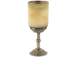 RUSSIAN SILVER TURQUOISE AND CORAL GOBLET