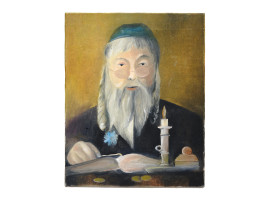 MID CENTURY JUDAICA RABBI PAINTING UNSIGNED