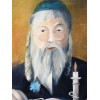 MID CENTURY JUDAICA RABBI PAINTING UNSIGNED PIC-1