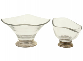 AMERICAN STERLING SILVER AND CRYSTAL GRAVY BOATS