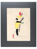 RUSSIAN WATERCOLOR PAINTING BY KAZIMIR MALEVICH