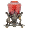 ANTIQUE ART DECO RED GLASS ELECTRIC TABLE LAMP PIC-0