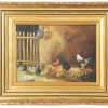 MIDCENT OIL PAINTING CHICKEN COOP BY C. DEL RIO Q PIC-0