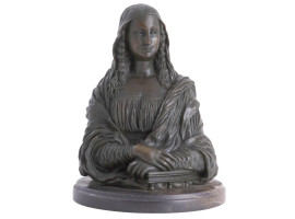 ANTIQUE 19TH C BRONZE BUST OF MONA LISA BY DUMAS