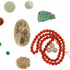 ORIENTAL JADE CARVINGS AND CORAL BEADED NECKLACE PIC-0