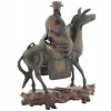 ANTIQUE CHINESE MING BRONZE FIGURINE ON HORSEBACK PIC-1