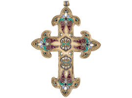 RUSSIAN SILVER CLOISONNE ENAMEL CROSS PENDANT