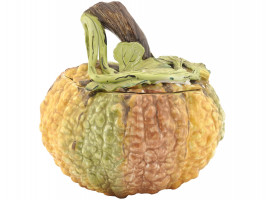 ITALIAN GLAZED CERAMIC LIDDED PUMPKIN SOUP BOWL