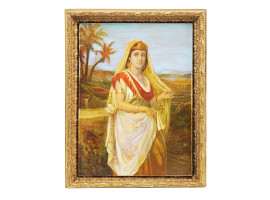 FRAMED BIBLICAL FEMALE PORTRAIT PAINTING ON BOARD