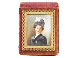 ANTIQUE MINIATURE ENAMEL PAINTING FEMALE PORTRAIT