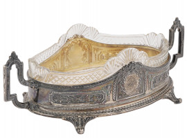 IMPERIAL RUSSIAN SILVER AND CRYSTAL SERVING BOWL