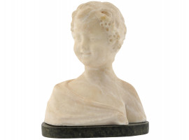 ANTIQUE CARVED ALABASTER BUST BY A. GENNAI C 1900