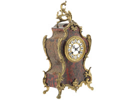 ANTIQUE FRENCH ROCOCO BOULLE INLAID CLOCK CA 1890