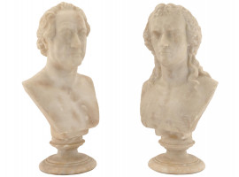 PAIR OF ALABASTER BUSTS OF GOETHE AND SCHILLER