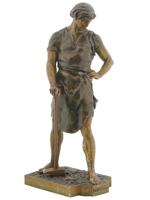 ANTIQUE FRENCH SPELTER METAL FIGURINE LE FORGERON