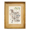 MID CENTURY MODERNIST PARIS WATERCOLOR PAINTING PIC-0