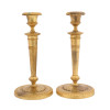 ANTIQUE FRENCH EMPIRE GILT BRONZE CANDLESTICKS PIC-0