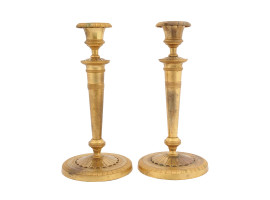 ANTIQUE FRENCH EMPIRE GILT BRONZE CANDLESTICKS