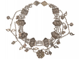 ETHNIC HIGH GRADE SILVER CHOKER NECKLACE W CHARMS