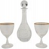 CUT GLASS SET OF DECANTER AND GILT GOBLET GLASSES PIC-0